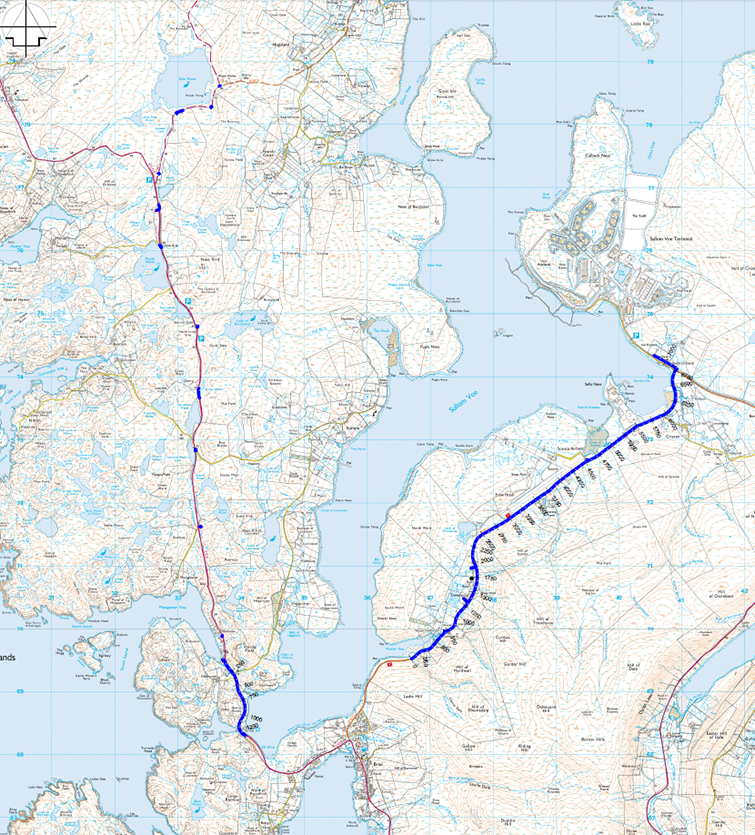 Eela to Sullom Voe map